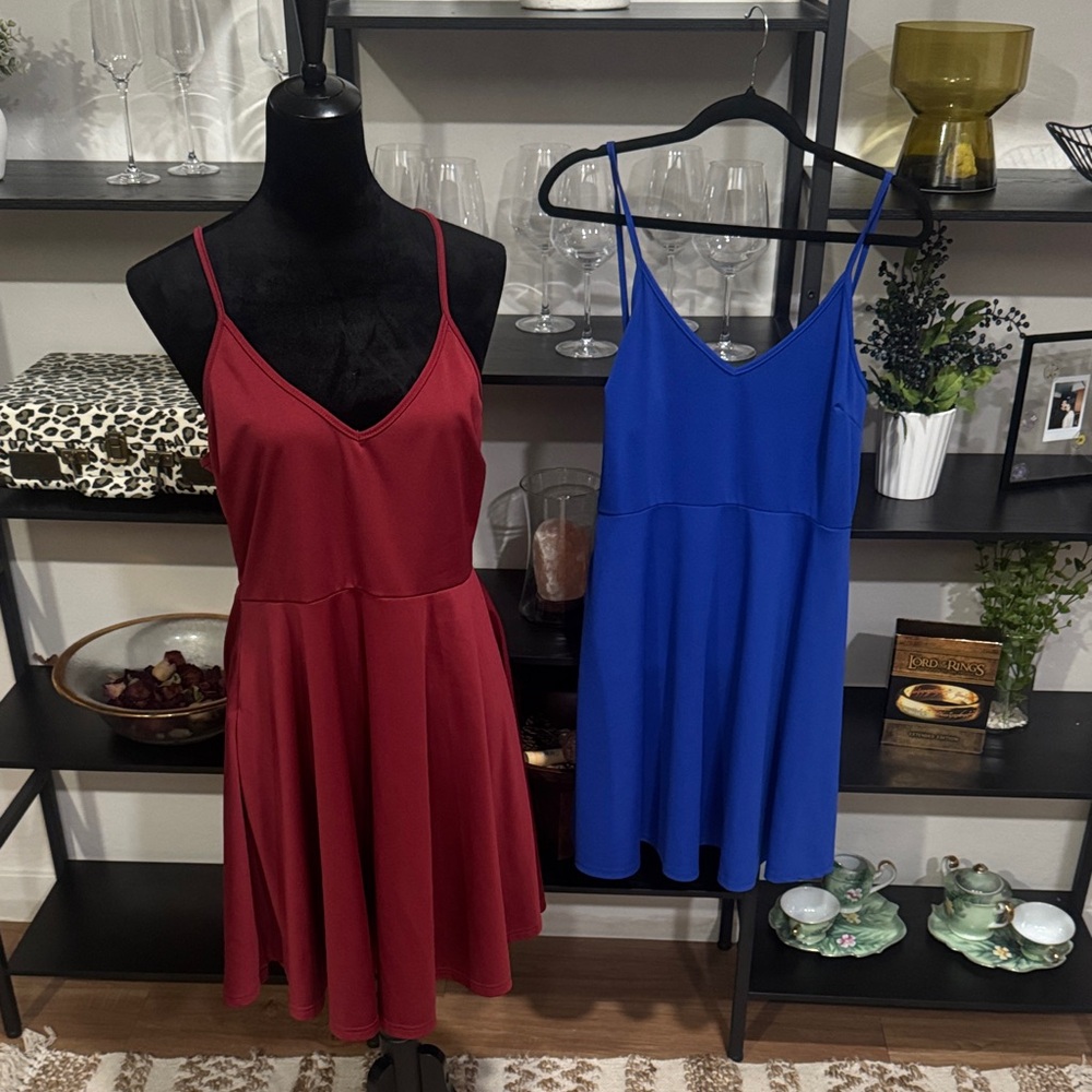 SHEIN Red and Blue Mini Dresses